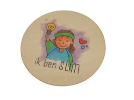 Houten schilderij of onderzetter 10cm: ik ben slim